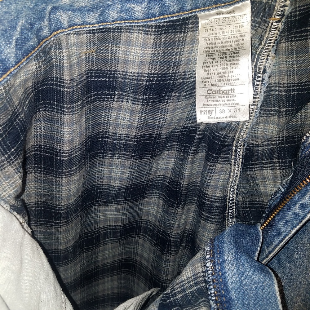 Carhartt Flannel Lined 38x34 Med Wash Blue Jeans - Picture 7 of 8